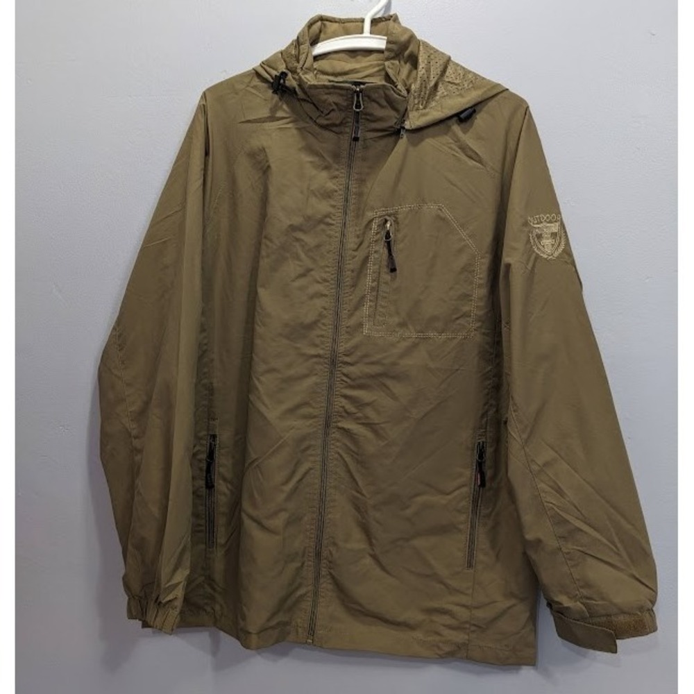 Men Hooded Submachine Windproof Soft Shell Jacket Casual Coat Outdoor Gorpcore L